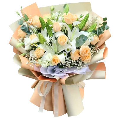 东营19朵香槟玫瑰百合，你是我的真爱